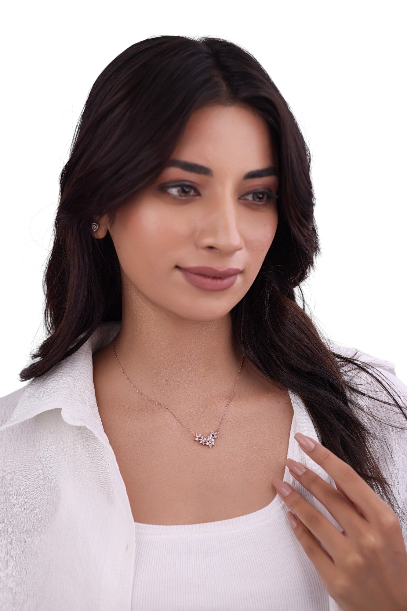 Elegant 925 Sterling Silver Rose Gold Plated CZ Stone Light Weight Pendant for Women By Kesardeep